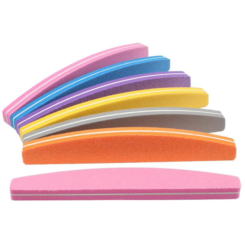 50pcs Sponge Sandpaper Nail Files For Manicure Nail Buffer Block 100/180 Colorful Boat Sanding Foam Emery Board Lime a ongle