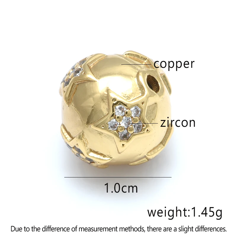 10mm Star Round Beads Copper Metal  For Jewelry Making Accessories Jewelry Findings Supplies DIY Woman Man Bracelet