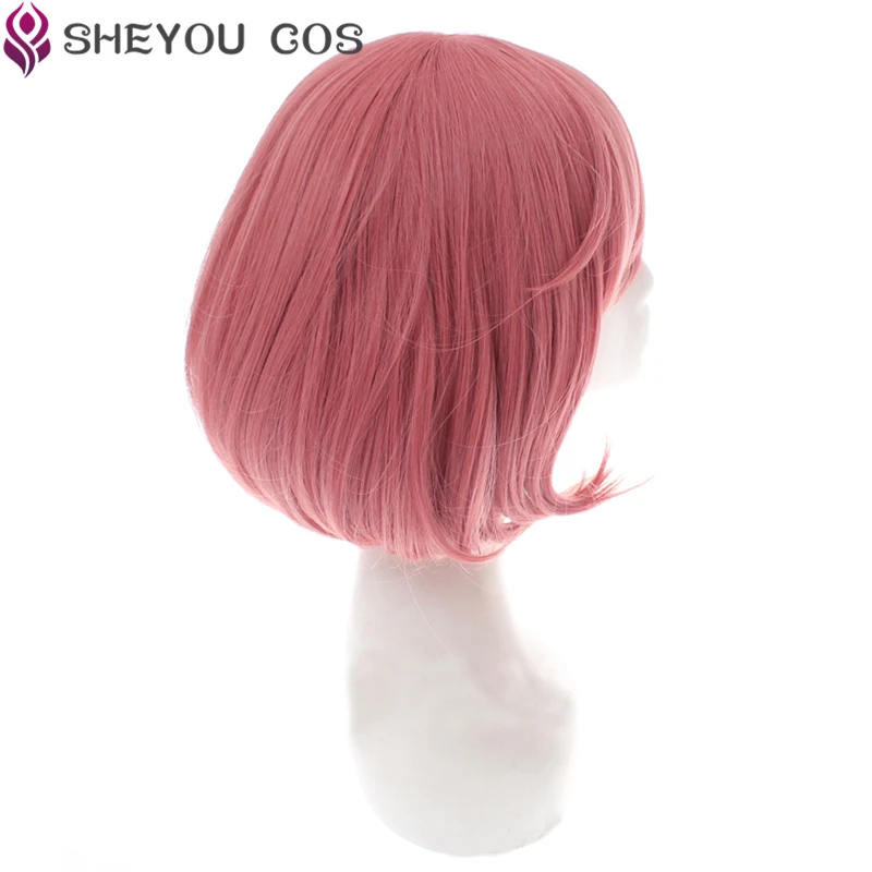 Anime noragami ebisu kofuku perucas cosplay traje feminino menina curto rosa encaracolado cabelo resistente ao calor cosplay trajes peruca + peruca boné