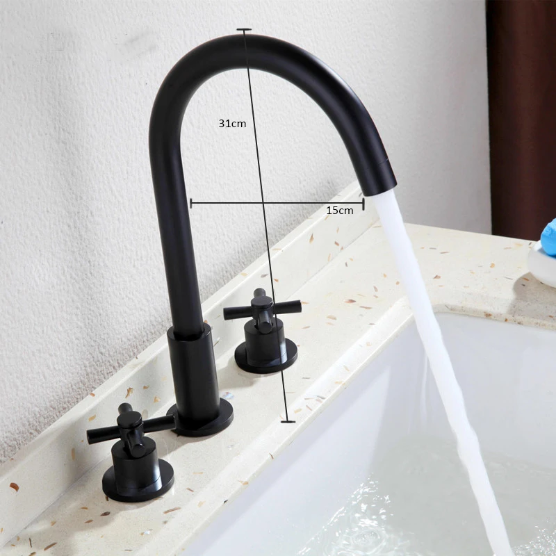 Bathroom bathroom faucet deck mounted mixer faucet Tap double handle Basin Mixer Hot And Cold Water Wash Faucet MJ02813H