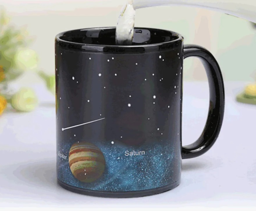 Magic Mug Black Solar system Temperature Changing Cup Hot water change color Ceramic cup mug Creative gifts MAZWEI