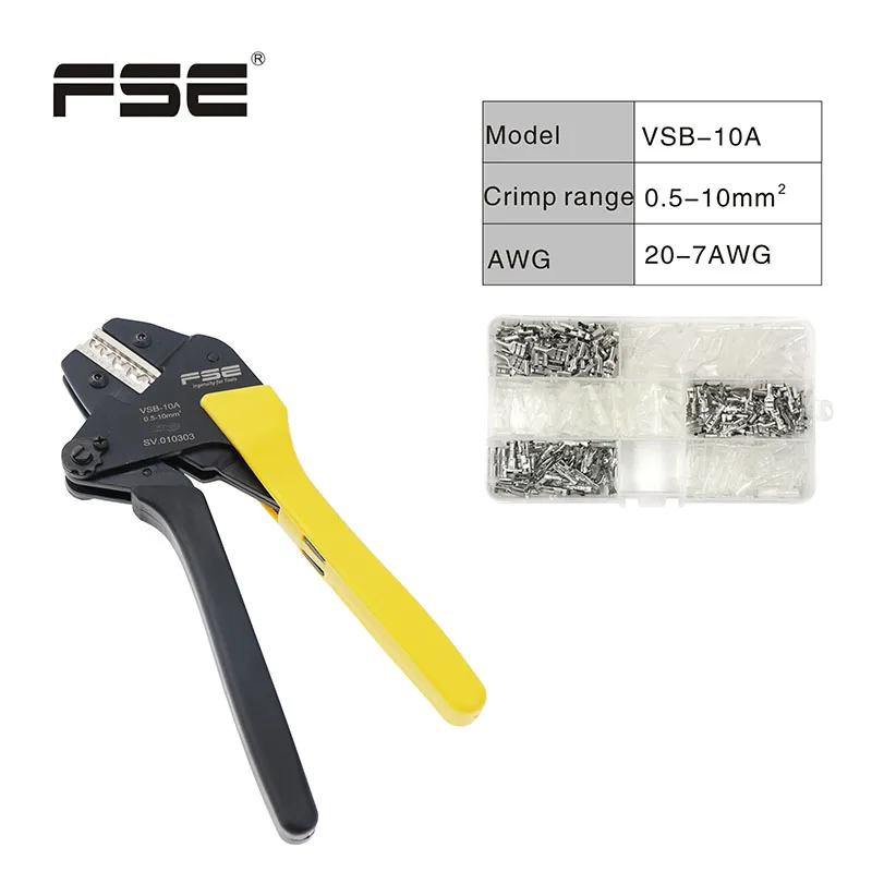 FSE Crimping Hand Tool Cable Cutter Crimper VSB-10A VSB-03B Pliers Terminal Crimp Range 0.25-6mm 0.5-10mm 20-7AWG 23-10AWG