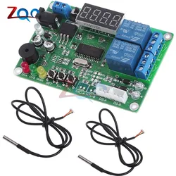 DC 5-24V 2-CH High Precision LED Digital Intelligent Temperature Control Module Thermostat with 2 Cable Probe Thermometer