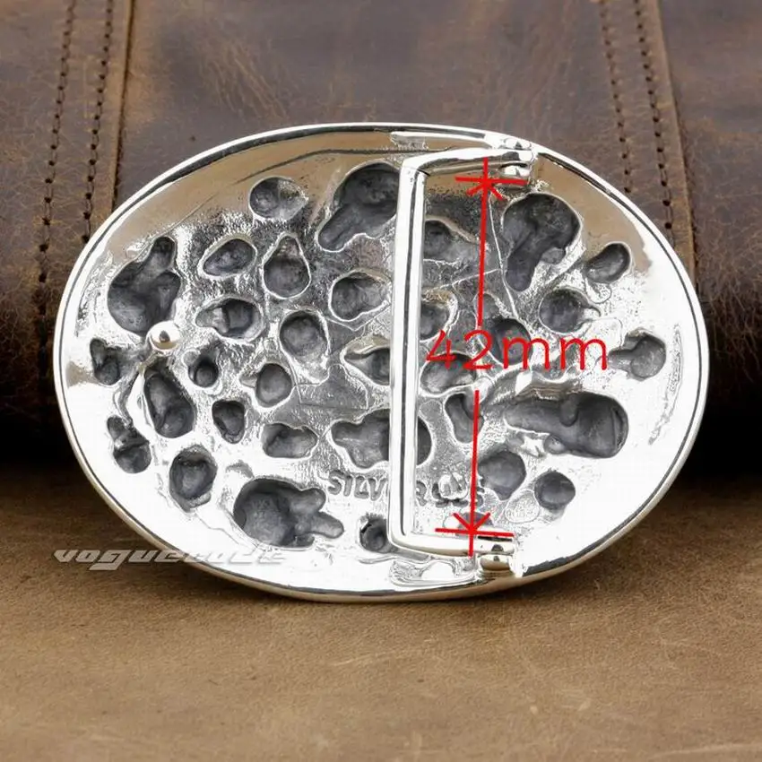 LINSION-925 Sterling Silver Skulls Belt Buckle para homens, motociclista Punk, Rock, 9C006