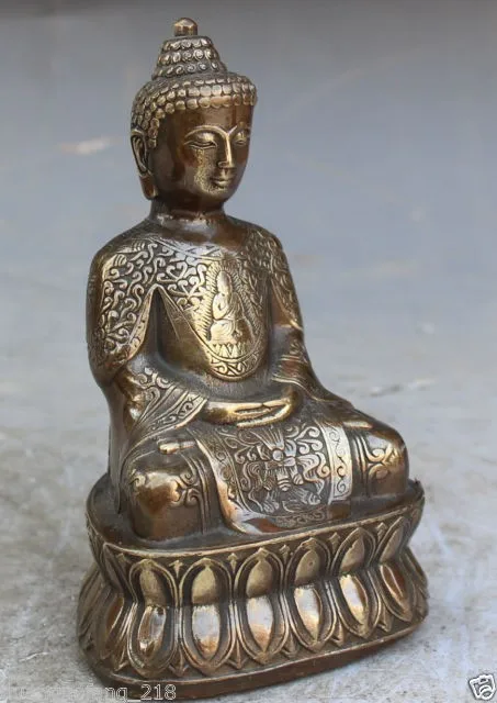 

decoration bronze factory outlets Pure Brass Antique 18 CM / Elaborate Tibet Buddhism Copper Shakyamuni Amitabha Buddha Statue