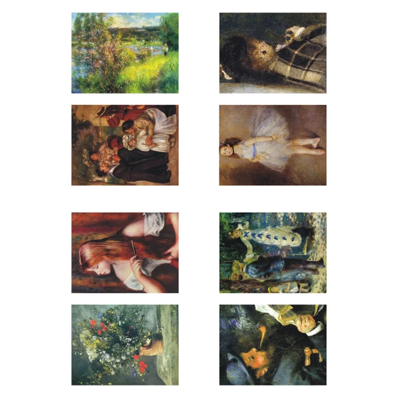 Pintura al óleo famosa de Pierre Auguste Renoir, pegatinas sin cortar para diario, decoración artística, álbum de recortes, 1 unidad