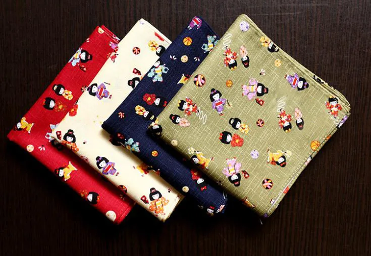 Good quality Japanese handkerchiefs,Puppet design,100% cotton Thicken fabric,Male and female General pocket squares hankerchief