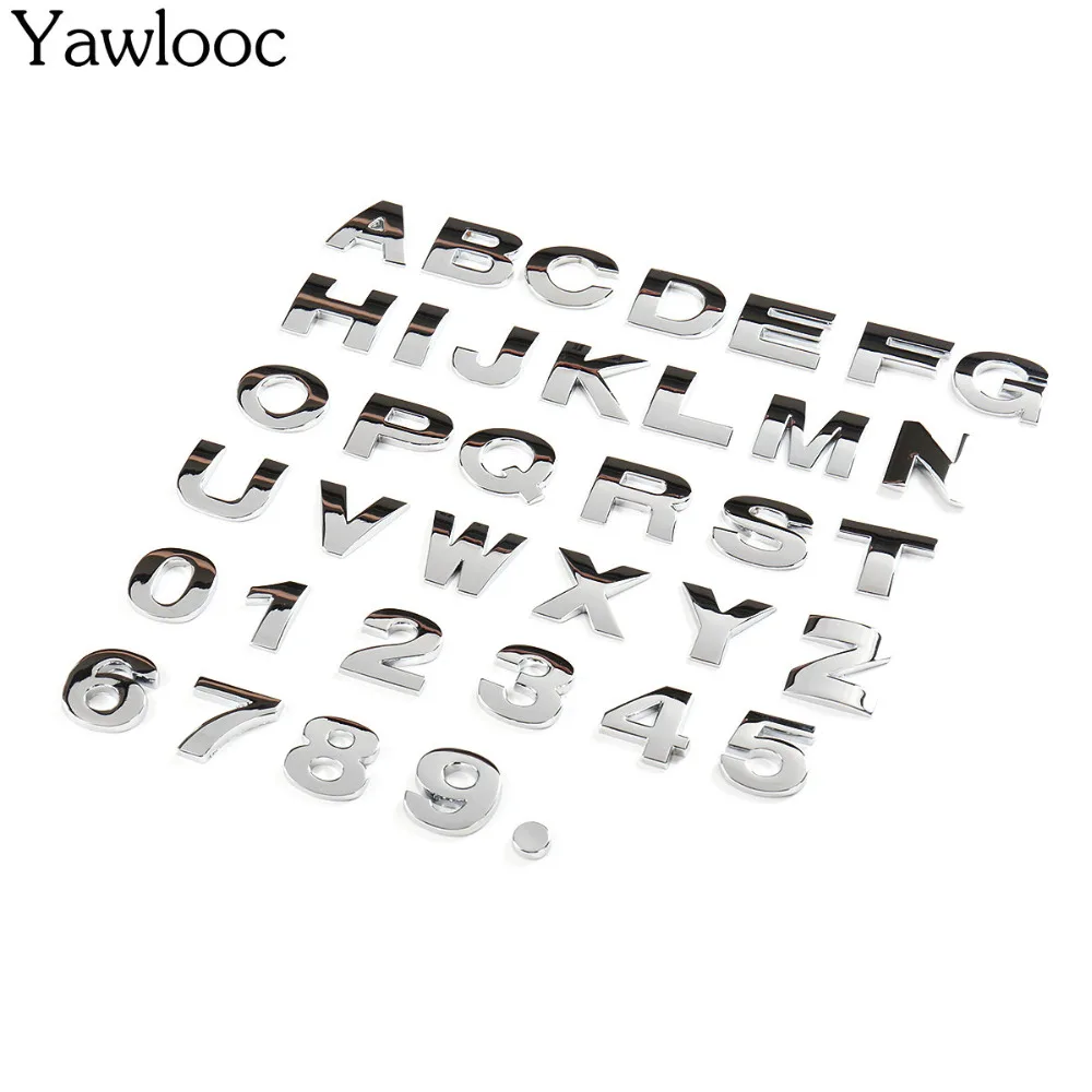 

25mm DIY Letters Alphabet Emblem Chrome Car Stickers Digital Badge Automobiles Logo 3D Metal Car Accessories Motorcycle Sticker