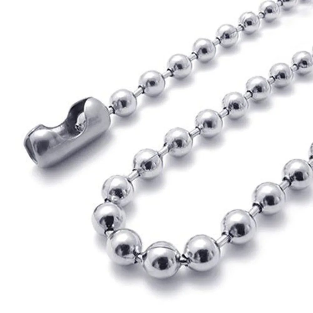 1.5/2/2.4/3.2/4/5/6/8/10mm 316L Stainless Steel Silver color Top Polished Men/Womens Necklace Beads Ball Chain 16\