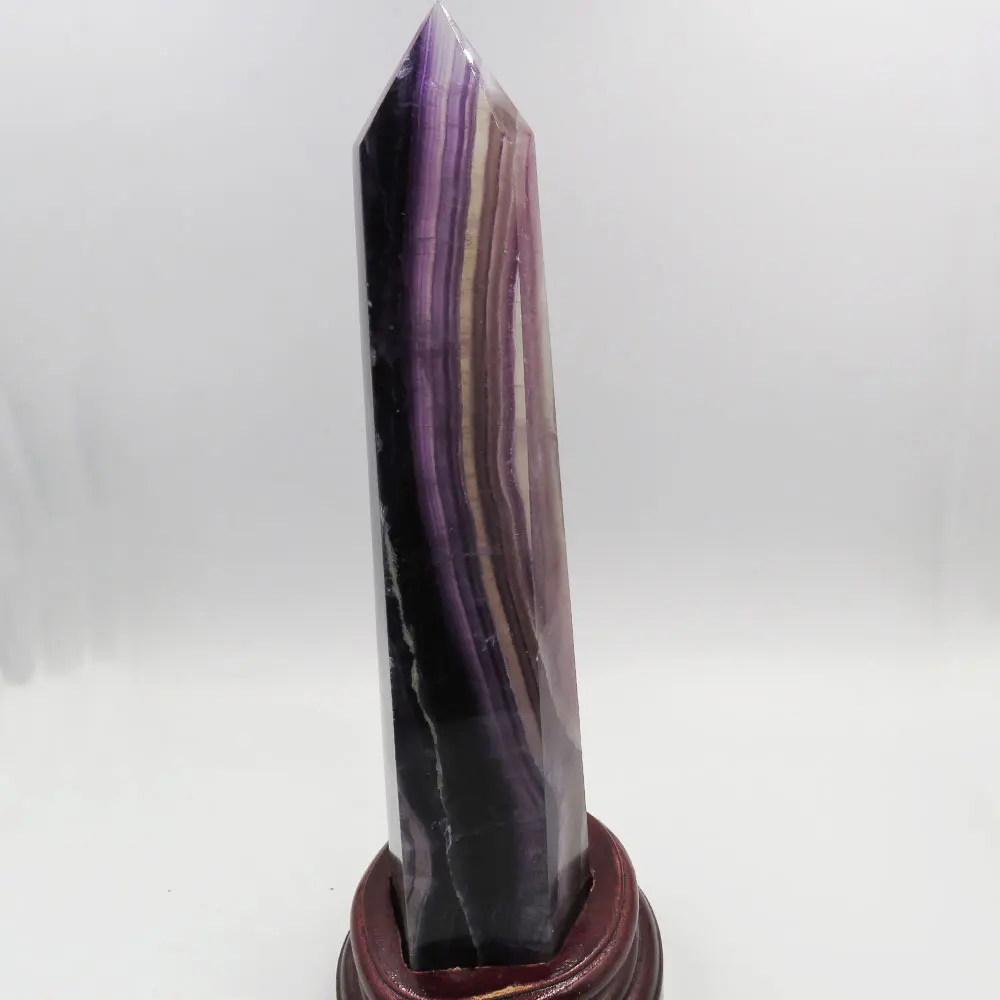 1.08kg New RARE 100% Natural Long Purple Fluorite Crystal Single Terminated Polished Point Wand Reiki Healing Fengshui Stone