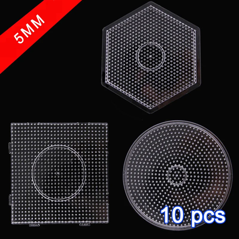 Yant Jouet 10pcs/set 5mm Hama Beads Pegboard Transparent Template Board Circular Square DIY Figure Material Board Perler Beads