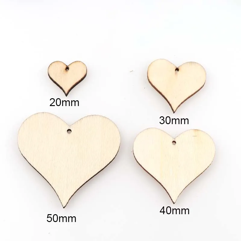 In bianco di Legno Del Cuore di Fette di Dischi di Cerimonia Nuziale Di Natale Ornamenti di Legno di Forme di Cuore Craft Wedding Guestbook