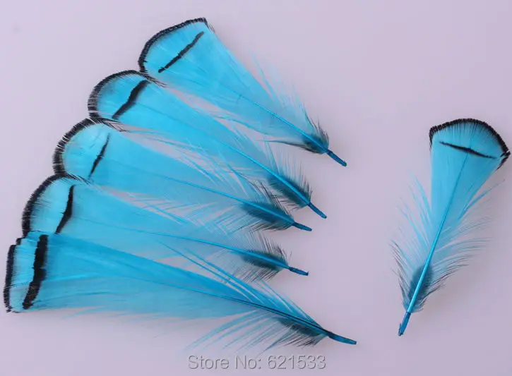 Pheasant Feathers,100pcs-Sky Blue/Turquoise Lady Amherst Pheasant Tippet Feathers,Small Round feathers 4-9cm