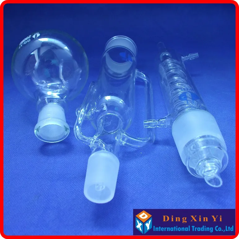 250ml Glass Soxhlet extractor,Extraction Apparatus soxhlet with coiled condenser,condenser and extractor body,Lab Glassware