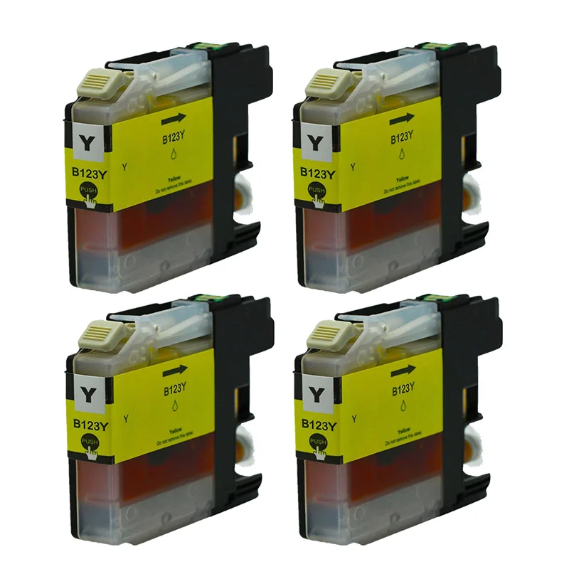 4PK LC123 Yellow Full Ink Cartridges For Brother MFC-J4510DW MFC-J4610DW MFC-J470DW DCP-J132W DCP-J172W DCP-J752DW DCP-J4110DW