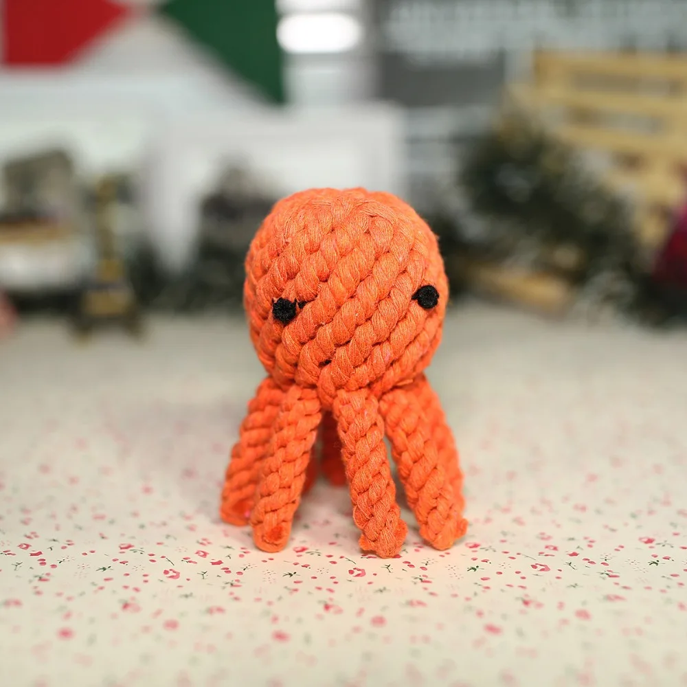 wholesale high quality orange octopus dog pet toy cotton rope toy dog rope toy DRT-017