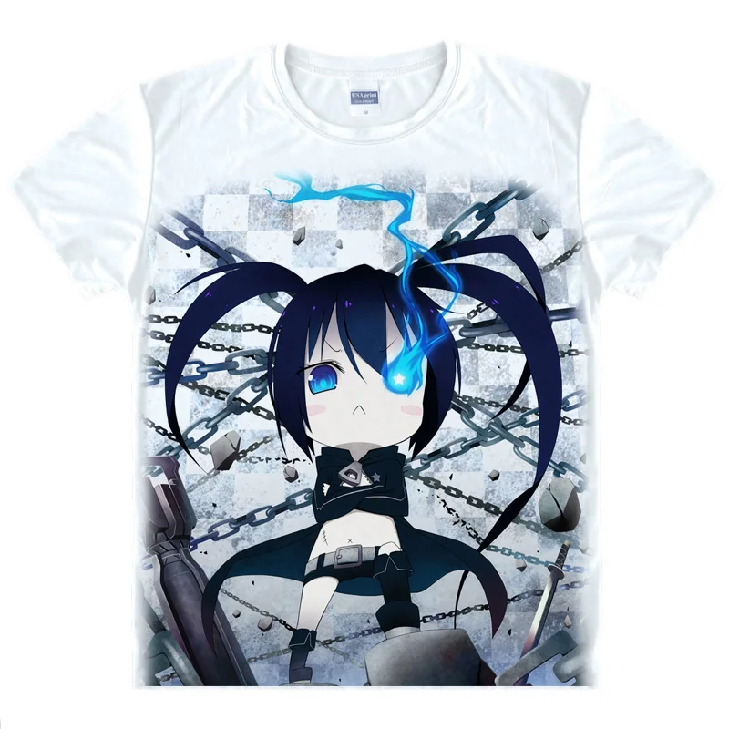 Coolprint Japanese Anime Shirt Black Rock Shooter T-Shirts Multi-style Short Sleeve Huke Rock Cannon Cosplay Costume Kawaii Gift