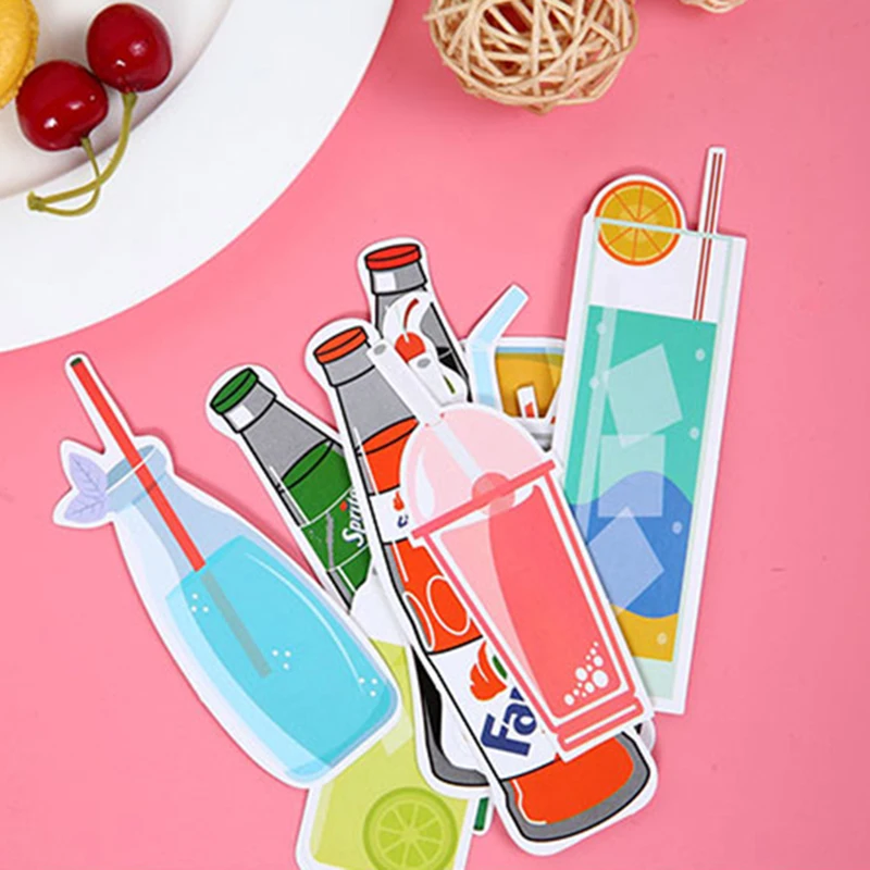 30 pcs/box Dessert & Drink paper bookmark stationery bookmarks book holder message card school supplies free shipping