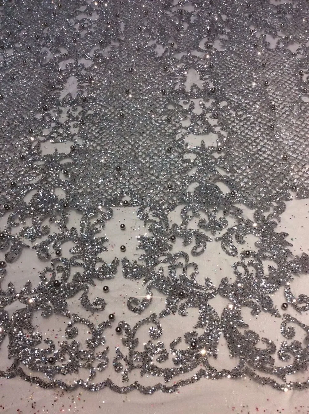 

Good quality J-101926 african tulle lace fabric french net lace fabric with glued glitterfor party dress