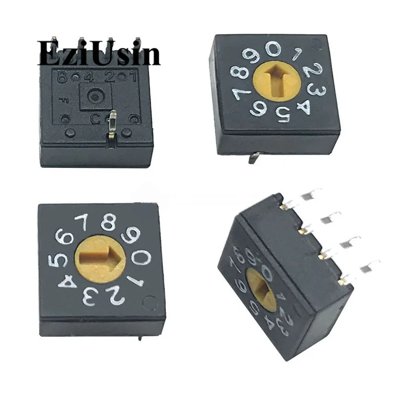 0-9 10 Rotary Coding Knob Switch DIP 5pins 8421C 0mm Shank 4:1 PCB  Switching 5p Black