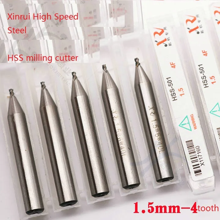 New Sharp HSS End Milling Key Machine Milling Cutter 1.5mm 4-tooth Milling Cutter Twist End Milling Drill