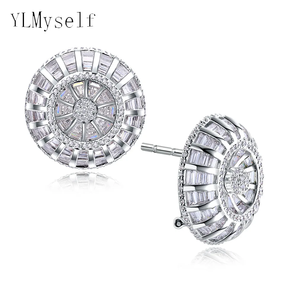 

Designer Big Stud Earrings AAA CZ Crystal Zirconia White Gold Color High Quality Jewelry for Women