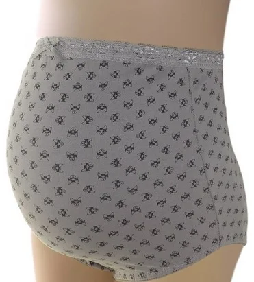 

New Mom's Underwear Women Cotton Maternity Panties Bow High Waist Print Briefs Black,Green,Gray 5Pcs/Lot