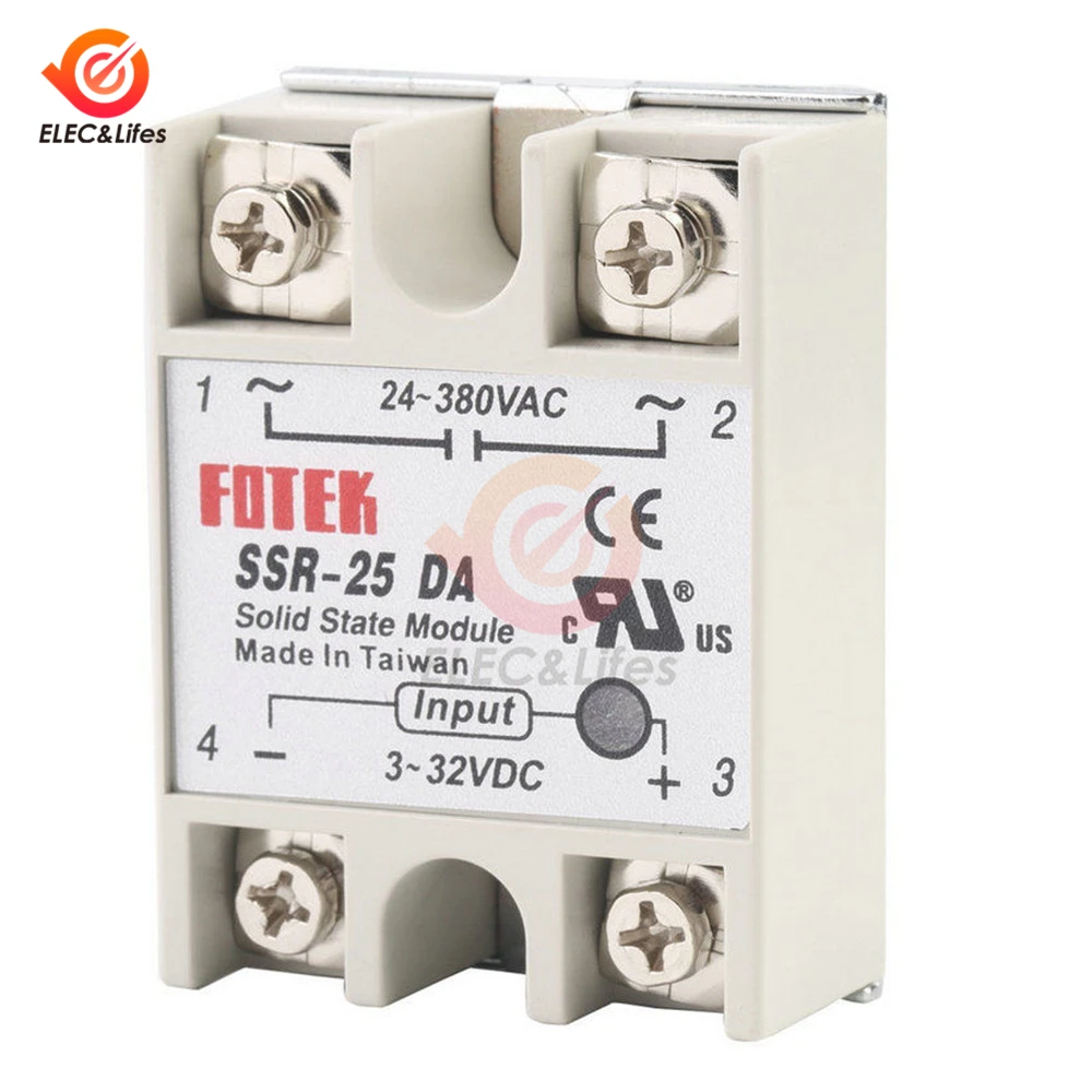 Solid State Relay SSR-10DA/25DA/40DA/50DA/60DA/75DA DC control 3-32V TO 24-380V AC SSR Single phase Solid state relay 25/40/60A