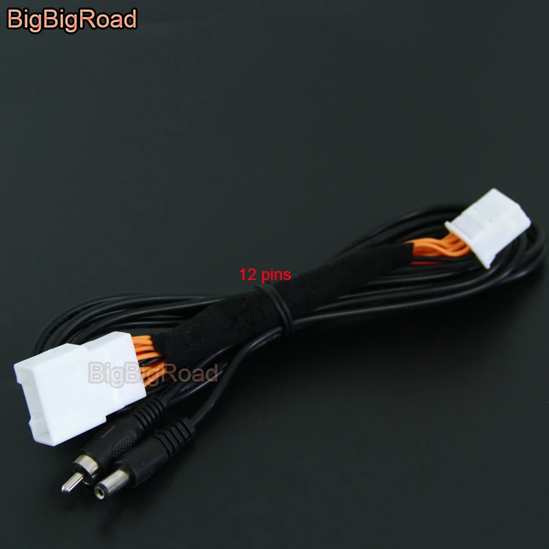 BigBigRoad Car Rear View Camera 12 Pins RCA Adapter Connector Wire Cable For Mazda 3 Mazda3 Axela Sedan BM 2014 2015 2016 2017