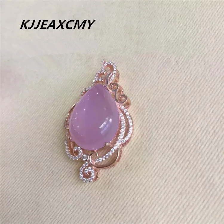 

KJJEAXCMY Boutique Jewelry, 925 Sterling Silver Pink Chalcedony Pendant Female Derivative