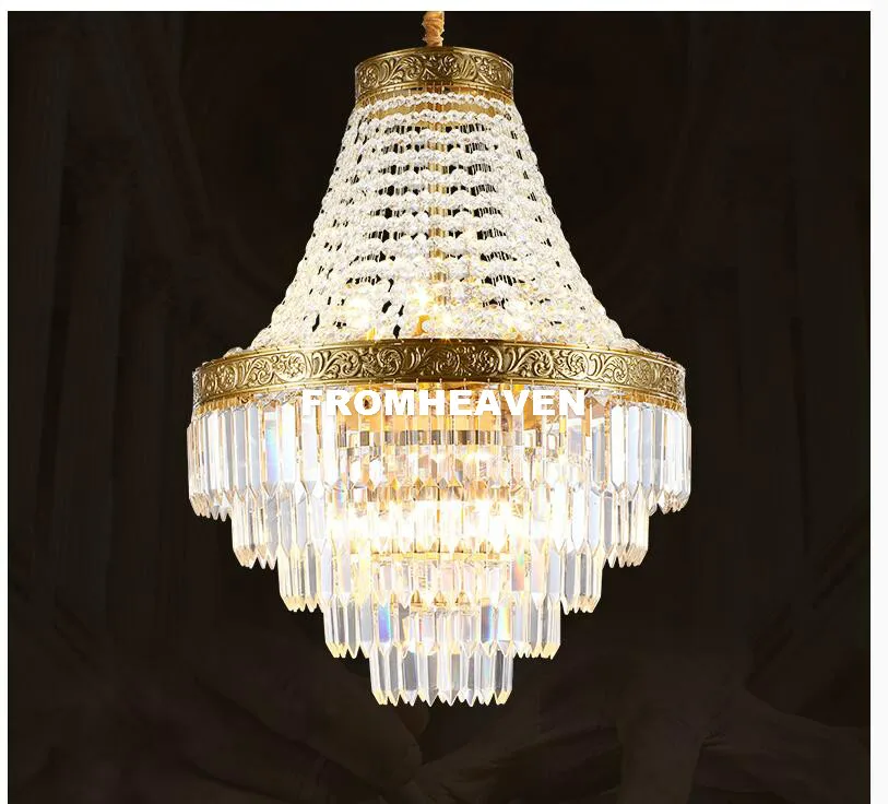 

French Lighting Modern Empire Brass Gold Crystal Chandelier Bronze Chandeliers Lighting Modern Chandeliers Light +Free shipping!