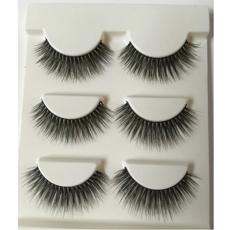 Adomaner Pure Hand Cotton Thread False Eyelashes Soft Natural Thick Fake Eyelashes 3D Three Dimensional Makeup Tools Eyelashes