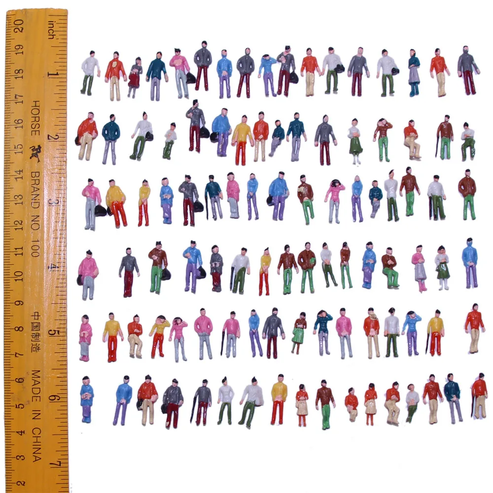 Figuras Pintadas EVMODEL, Modelo de Trens, HO TT Escala 1:87, P100, 100pcs