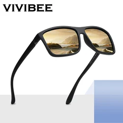 VIVIBEE Rectangle Polarized Mens Sunglasses Polarize Red Lens Vintage Driving Sunglass for Women UV400 Trend Eyewear