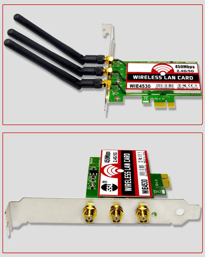 인텔 5300 호환 슬롯 PCI-E X1 X4 X8 X16 용 데스크탑 카드, 무선 WiFi PCI-Express 어댑터, 802.11 B/g/n, 450Mbps