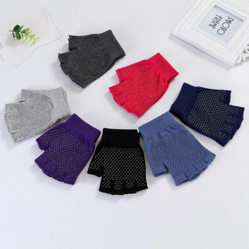 Fashion Knitted Cotton Yoga Gloves Women Outdoor Sports Half Finger Fitness Riding Slip Fingerless B53