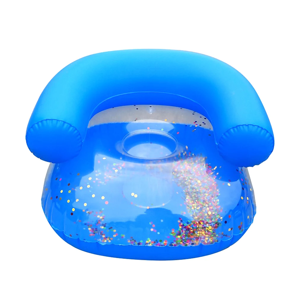 Kids Inflatable Sofa Baby Sitting Chair Sequin Kids Bath Learning Seat Pool Float Seat Accessories Swimming Ring Summer Beach