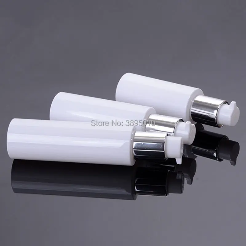 80ML/100ML/120ML Plastic Pumps Silver Pumps w/ Silver Caps High Quality White PET Pump Bottles F1095