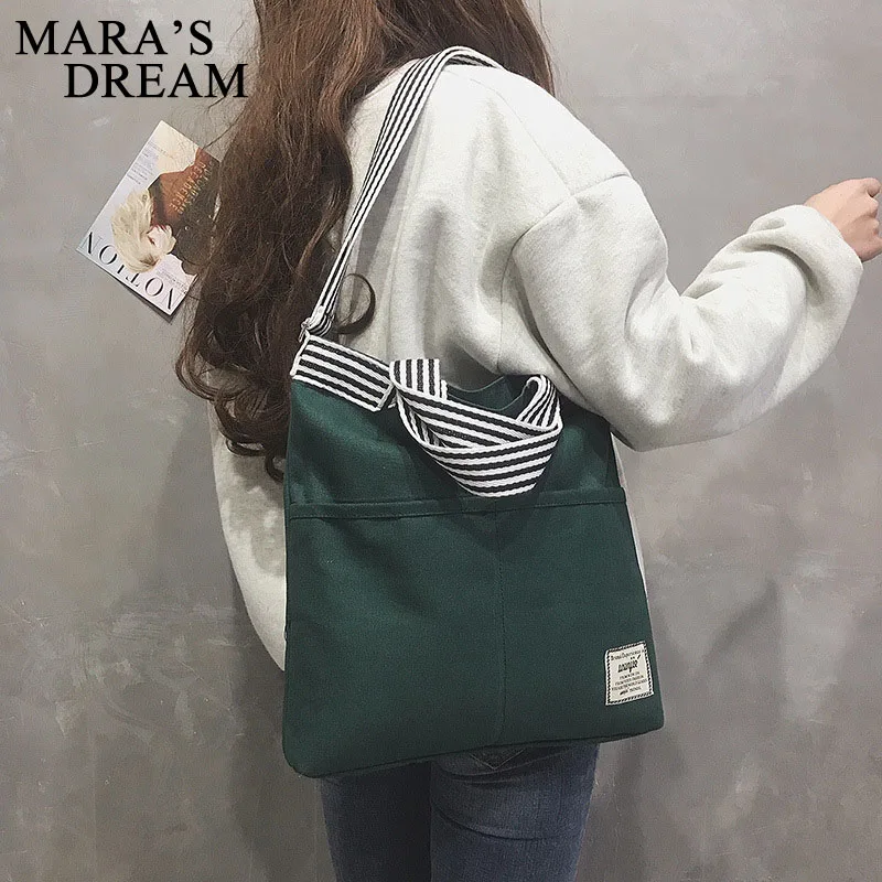 Mara\'s Dream 2021 Ladies Canvas Handbag New Striped Shoulder Canvas Bag Custom Fashion Casual Bag Shoulder Bag