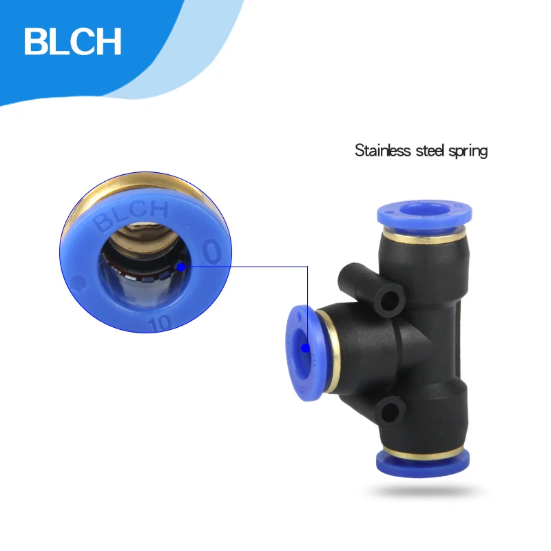 T shaped Connector pneumatic interface PE type plastic pipe fittings 4/6/8/10/12/14/16mm OD Tube Push In Pneumatic Quick Fitting