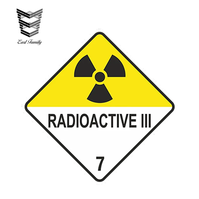 EARLFAMILY 13cm x 13cm Car Styling Radioactive Iii Warning Car Sticker Atomic Nuclear Radiation Waterproof Windows Accessories