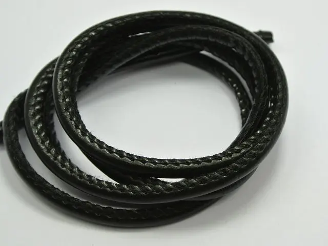 5 meters 5mm Leather String Jewelry Accessories diy decoration Jewelry Cord Black Stitched Round Soft Synthetic