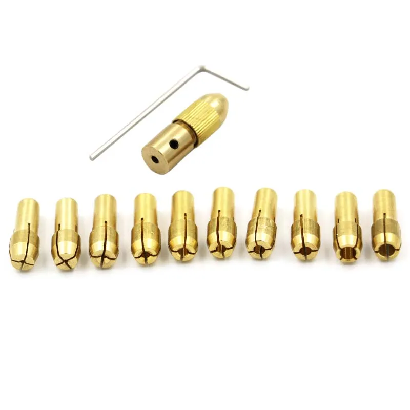 7pcs12pcs Mini Drill Brass Collet Chuck for qstyxpress Rotary Tool Including 0.5 0.8 1.0 1.6 1.8 2.0 2.2 2.4 3.0 3.2mm