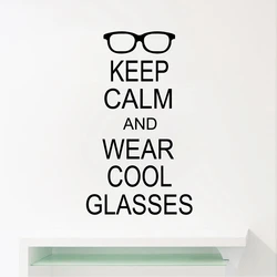 Wear Cool Glasses Eye Chart Wall Decals Optomestrist Office Art Decor , Glasses Vinyl Sticker Optical Shop Door Window Art Decal