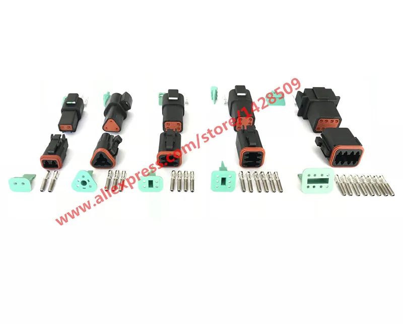 25 Set Waterproof Electrical Connector Deutsch Black DT Connector DT06 DT04 2/3/4/6/8 Pin Engine/Gearbox For Car Bus Motor Truck