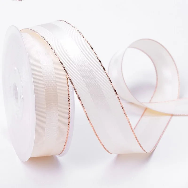 10 Yards 10MM/25MM/38MM Glitter Gold Edge Double Sided Grosgrain Ribbon Christmas Decor Materials Hair Bows Gift Packing