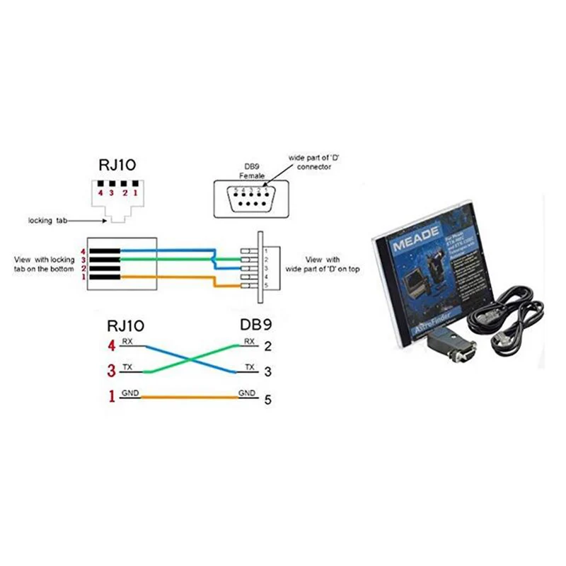 CP2102 USB RS232 to 4P4C RJ10 Adapter Control Telescope Cable for Meade 505 Telescope PC Cable