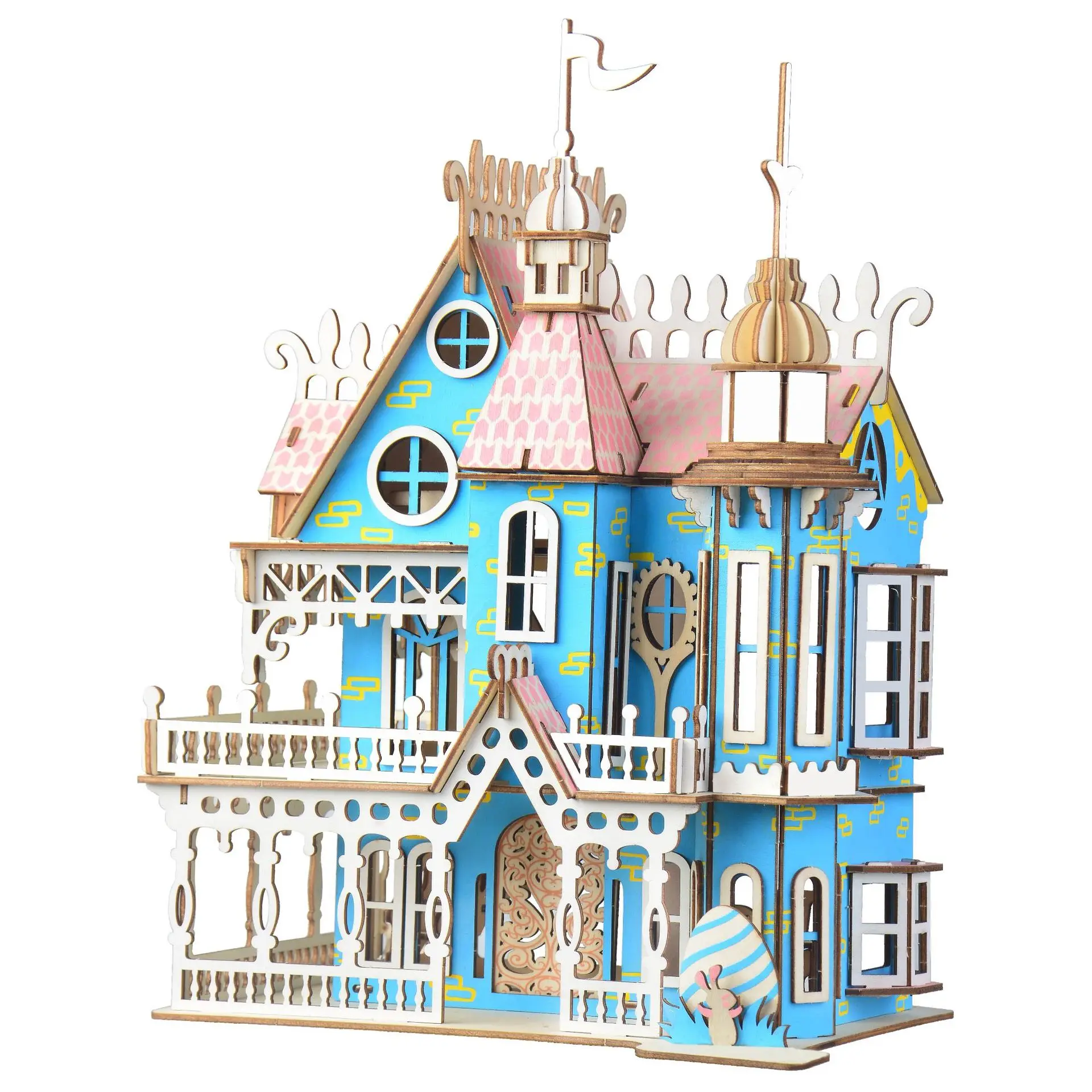 

Laser Cutting DIY Assembled Building Model Fantasy Villa 3D Wooden Doll House Furniture For Children Girls Birthday Gifts