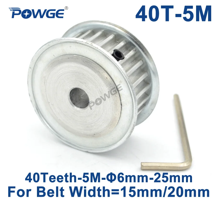 

POWGE 40 Teeth HTD 5M Synchronous Timing Pulley Bore 6/6.35/8/10/12/14/15/16/17/19/25mm for Width 15/20mm HTD5M Gear 40Teeth 40T