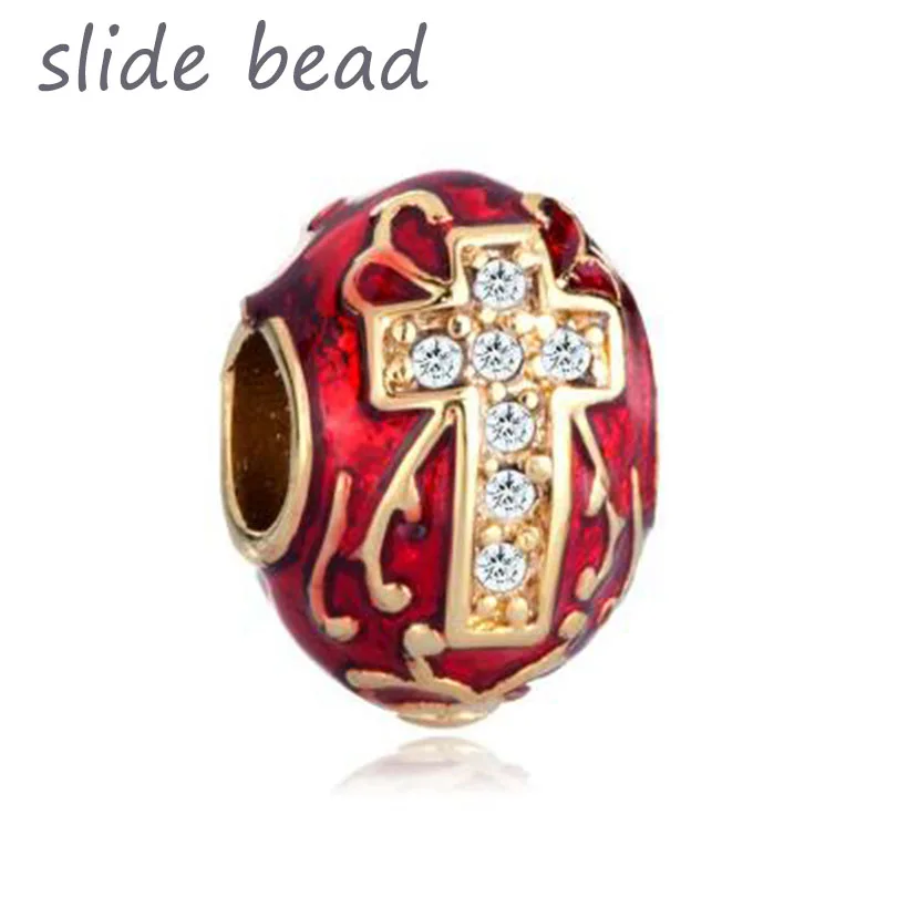 Fit Pandora Necklace bracelets Red Celtic Claddagh Irish Cross Charms Crystal Faberge Egg Charms Beads for Jewelry Making